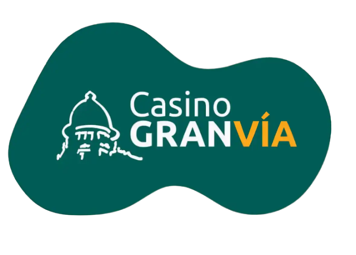 Marca oficial de Casino Gran Vía con fondo verde y silueta del edificio.