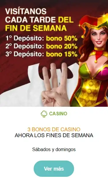 Bonos de fin de semana en Casino Gran Vía: hasta 3 premios por tus depósitos.

                