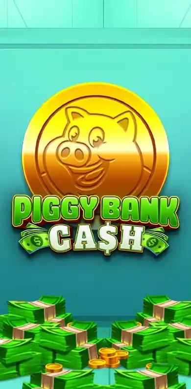 Slot Piggy Bank Cash con temática de ahorro y símbolos dorados.